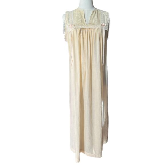 Vintage 50's Christian Dior cream & pink lace long nightgown size small - Picture 16 of 16
